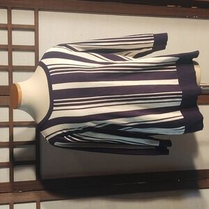 NY&C 7th Avenue Design Studio Uneven Navy and White Striped Sweater Sz XL NWT